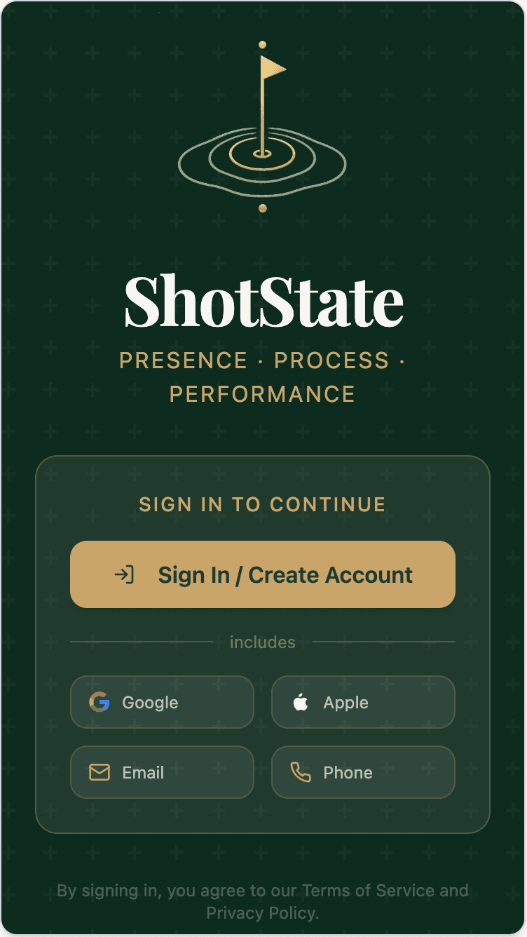 ShotState app home screen showing daily focus and practice overview